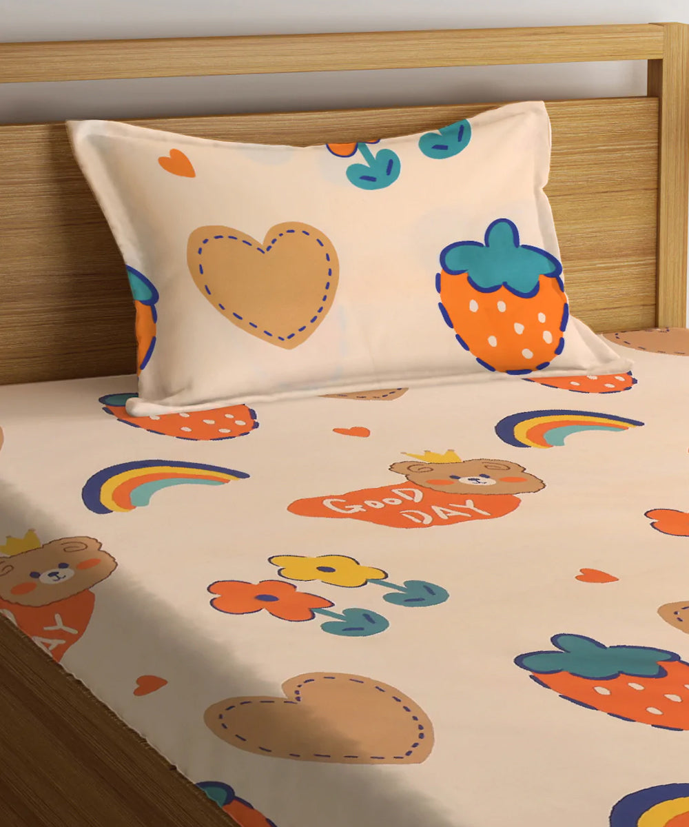 Sweet Dreams Kingdom Kids Flat Bedsheet With Pillow Covers