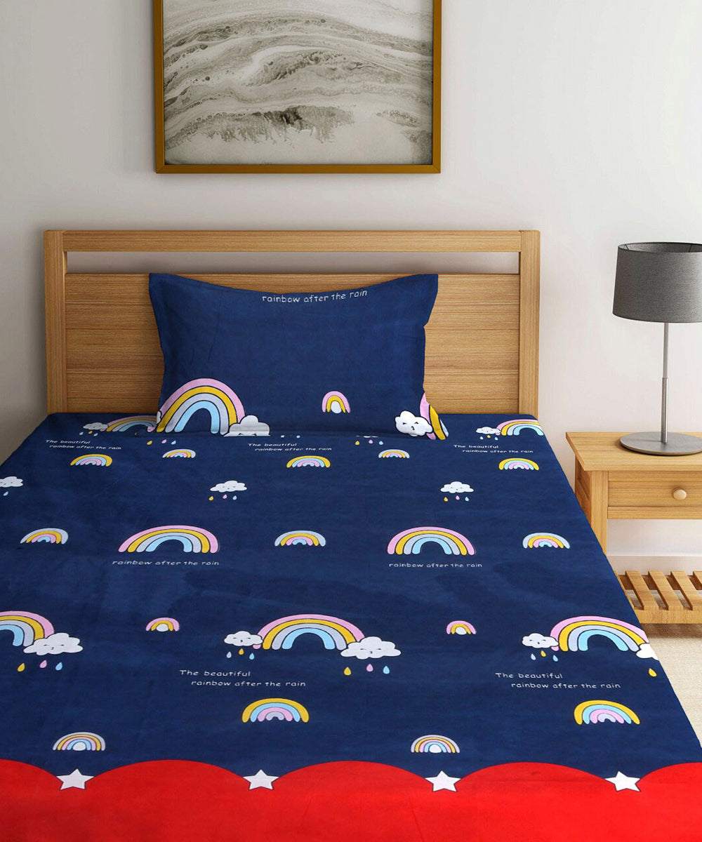 Rainbow Kids Single Fitted Bedsheet With 1 Pillow Cover