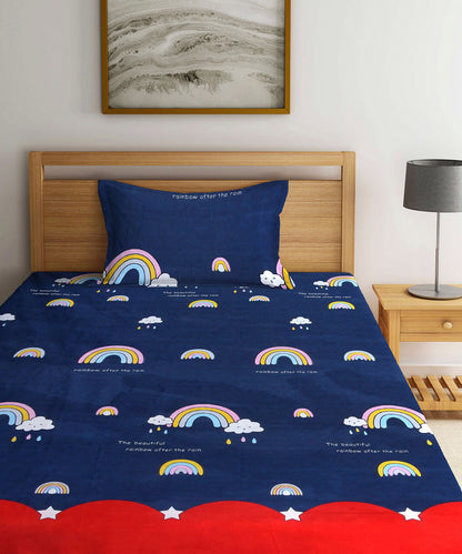 Rainbow Kids Single Fitted Bedsheet With 1 Pillow Cover