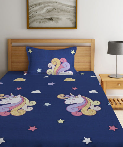 Unicorn Kids Single Fitted Bedsheet With 1 Pilliow Cover