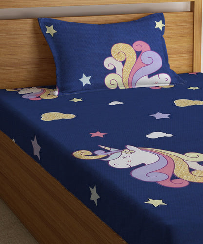 Unicorn Kids Single Fitted Bedsheet With 1 Pilliow Cover