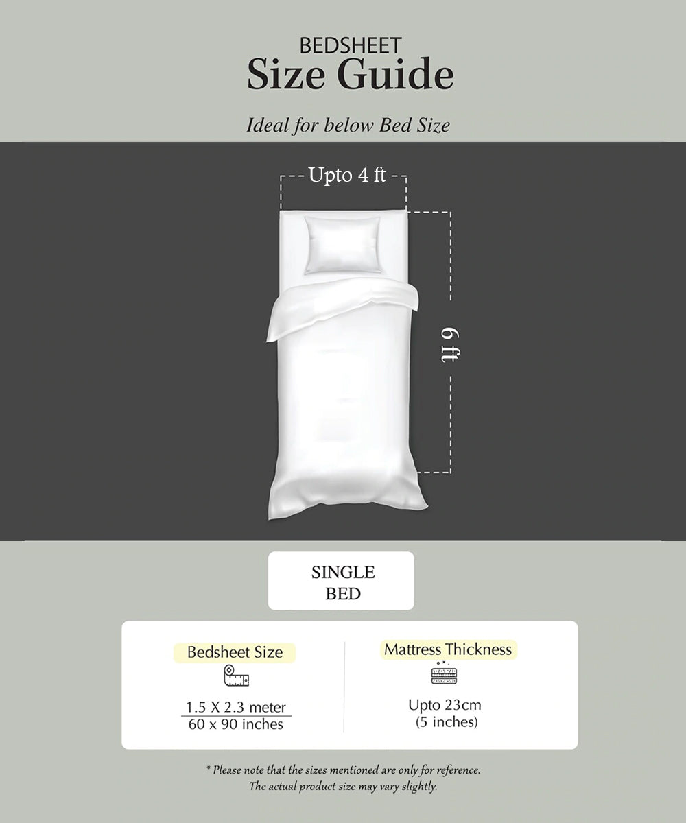 Light Grey Geometric Single Bedsheet With 1 Pillow Cover