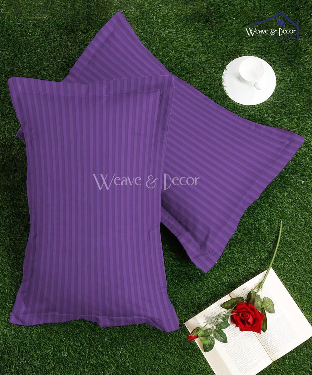 Violet Satin Stripe Pillow Cover Set of 2 Weave & Decor