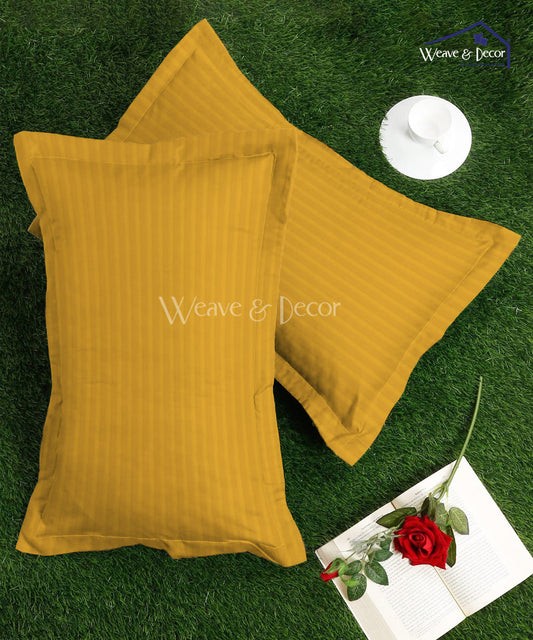 Yellow Satin Stripe Pillow Cover Set of 2